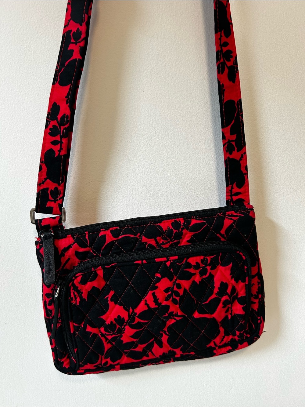 Vera Bradley Quilted Floral Crossbody in Red and Black